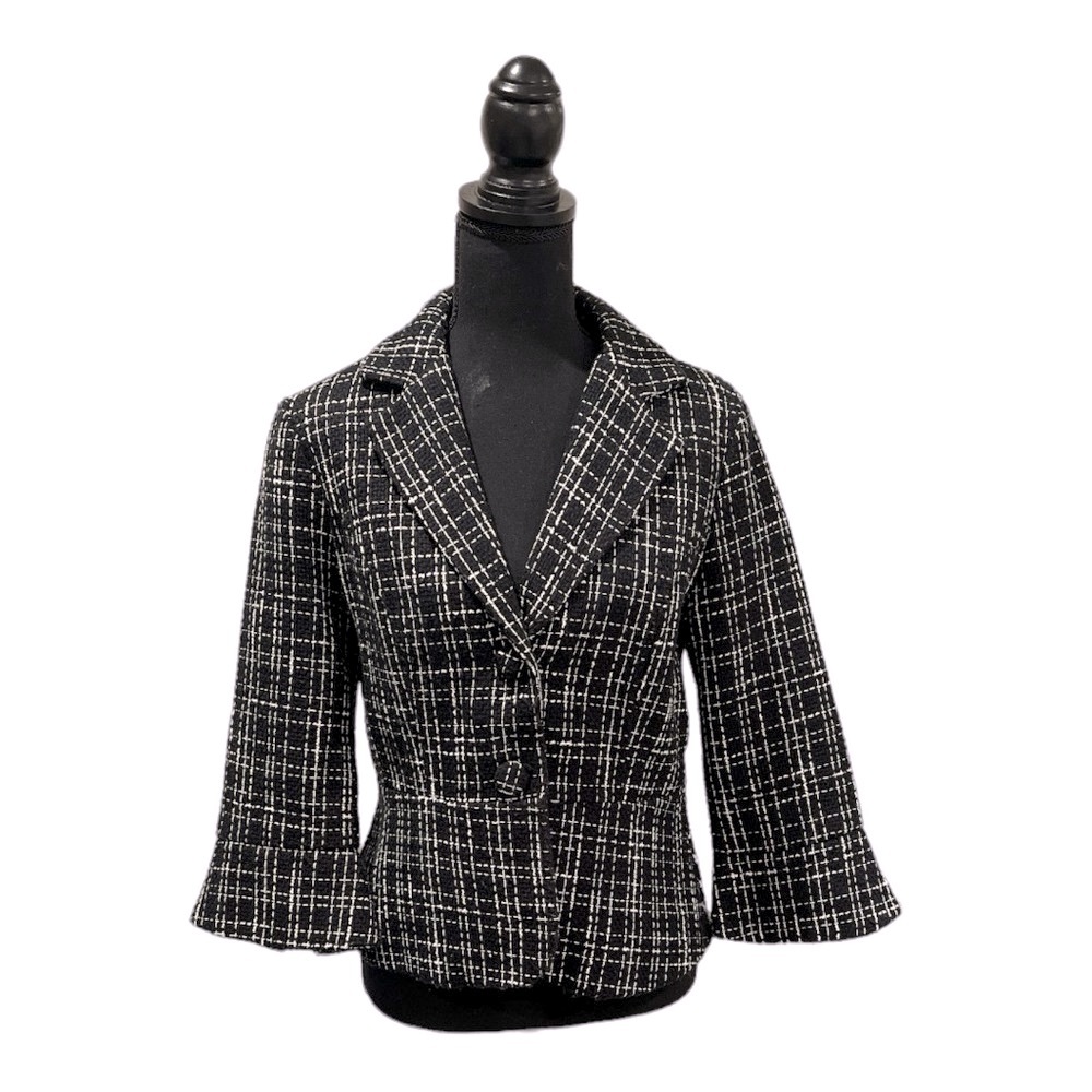 Black & White Tweed Women's Blazer Jacket